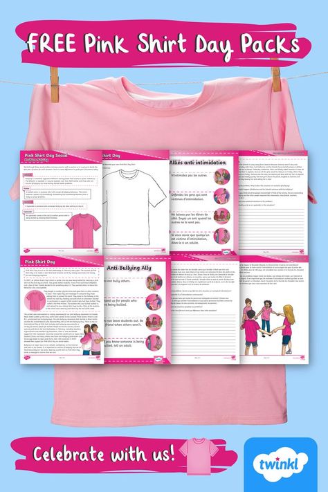 Pink Shirt Day is coming right up 💗! Our packs are fantastic for teaching about anti-bullying while providing great activities. #twinkl #canada #twinklcanada #twinkl #canada #pinkshirtday #teachers #resources Pink Shirt Day Activities, Pink Shirt Day, Grade 4, Pink Shirt, Kindergarten, Pink