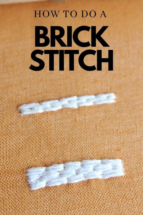 Double Brick Stitch, Brick Stitch Tutorial, Types Of Embroidery Stitches, Crewel Embroidery Tutorial, Basic Hand Embroidery Stitches, Needle Crafts, Diy Embroidery Patterns, Stitch Pictures, Embroidery Tutorial