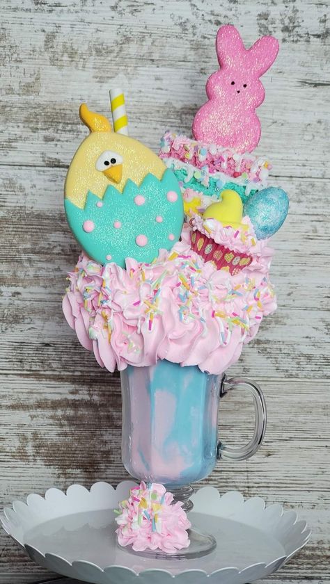 Easter Fake Bake, Fake Milkshake, Milkshake Ideas, Fake Baking, Fake Food Props, Pastel Bedroom, Easter 2024, Foam Clay, Candy Christmas Tree