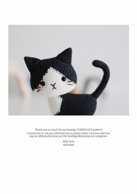 Crochet Tuxedo Cat Pattern Free, Tuxedo Cat Crochet Pattern, Tuxedo Cat Crochet, Cat Free Crochet Pattern, Cat Crochet Pattern, Cat Crochet, Tuxedo Cat, Crochet Cat, Cat Pattern