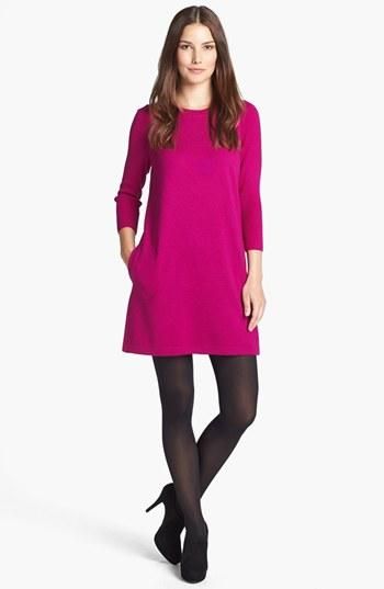 Love this bold fuchsia color! Fuchsia Outfit, Simple Shift Dress, Cozy Office, True Winter, Deep Winter, Dress Simple, Professional Attire, Heels Boots, Color Dress