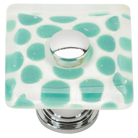 Atlas Homewares 3228-CH Emerald Polka Dot Square Glass Cabinet Knob - 3228-CH Glass Cabinet Knobs, Cabinetry Hardware, Crystal Knobs, Decorative Knobs, Glass Knobs, Glass Cabinet, Green Polka Dot, Cabinet Knob, Drawer Knobs