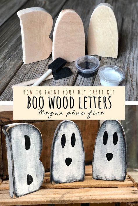 Wood Letters Diy, Letter Cutouts, Simple Halloween Decor, Craft Kits For Adults, Letters Diy, Fall Wood Crafts, Hallowen Ideas, Halloween Wood Crafts, Diy Craft Kit