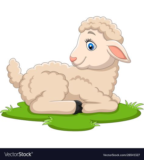 Cartoon Lamb, Grass Illustration, Grass Vector, Sheep Cartoon, Animated Clipart, Farm Animal Birthday, Animal Birthday, The Grass, Farm Animals