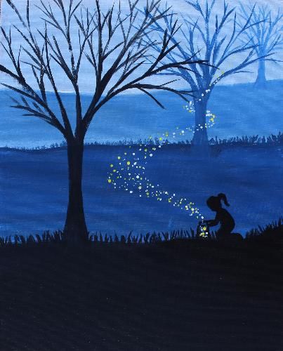 Learn to paint a Releasing Fireflies Firefly Painting, Firefly Path, Paint Parties, Paint Nite, Paint Night, Art Pastel, Nature Drawing, Art Summer, Bob Ross