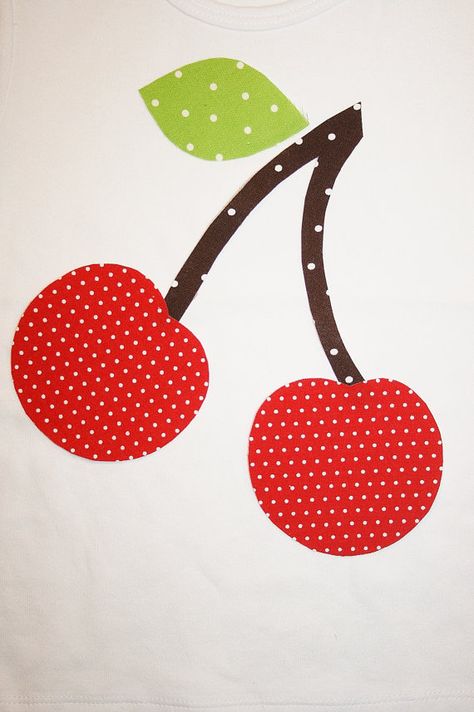 DIY Red  Cherry Iron on Fabric  Applique size 8 x by JellyPopChick, $3.50 Cherry Applique Pattern, Applique Towels, Diy Applique, Crochet Baby Boots, Homemade Quilts, Iron On Fabric, Fabric Applique, Sewing Projects For Kids, Clothes Diy