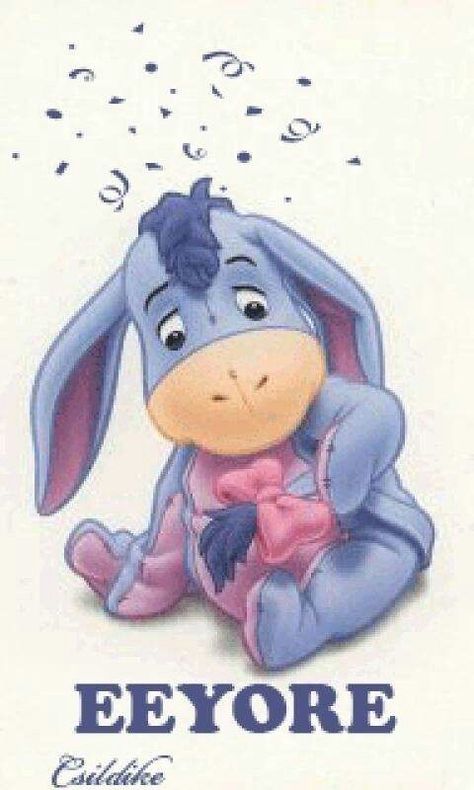 Eeyore Birthday, Eeyore Images, Baby Eeyore, Eeyore Tattoo, Eeyore Pictures, Baby Disney Characters, Love Is Cartoon, Disney Cuties, Walt Disney Characters