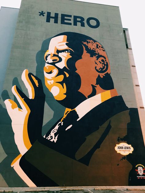 A mural located in Atlanta. Click to get the address. Atlanta Artist, Bart Simpson, John Lewis, Street Art, Atlanta, Mural, Google Search, History, Fictional Characters