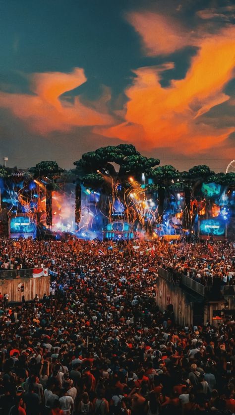 Tomorrowland Music Festival, Tomorrowland Festival, Tomorrowland Belgium, Concert Crowd, Concert Stage Design, A State Of Trance, Electronic Music Festival, Edm Music, Concert Aesthetic