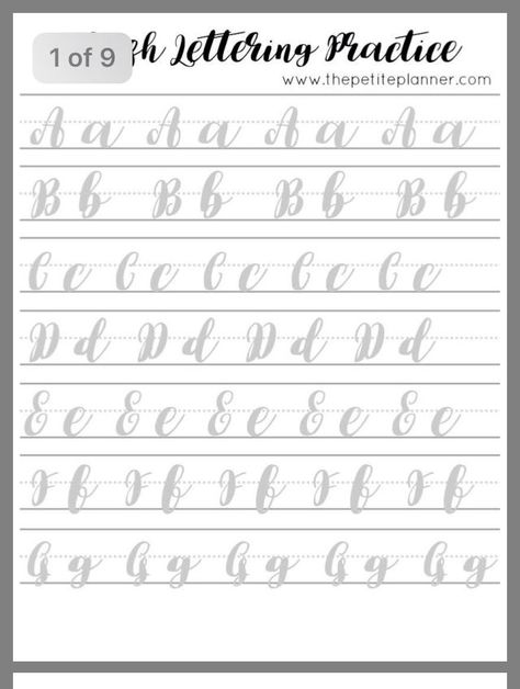 Pin by s. on Hand lettering | Lettering guide, Hand lettering tutorial, Brush lettering alphabet Calligraphy For Beginners Worksheets, Brush Calligraphy Practice Sheets, Alfabeto Lettering, Cursive Writing Practice, Brush Lettering Alphabet, Butterflies Classroom, Calligraphy Templates, Alphabet Practice Sheets, Brush Lettering Worksheet