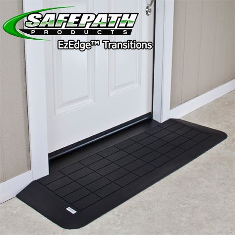 The EZ Edge™ Transition Wheelchair Ramp is an easy solution to solve your Threshold problems! These EZ Edge Threshold ramps easily fit in front of your door or any other vertical barrier you might have. These 100% recycled rubber ramps help you effortlessly transition from one height to another. After all, life is better without tripping hazards and hard to access pathways that block wheelchairs from easy travels. Handicapped Ramp Ideas, Home Wheelchair Ramp, Garage Wheelchair Ramp, Diy Handicapped Ramp, Disabled Ramps, Wheelchair Ramp Design, Rubber Ramp, Accessible House, Ramp Design