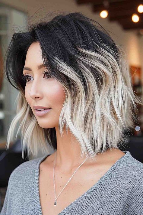 These Are The Best Haircuts of 2024 Mermaid Haircut Medium, Bob With Glasses, Haircut Options, Angled Lob, Sleek Hairstyle, Ash Blonde Bob, Ash Grey Hair, Textured Lob, Facial Structure