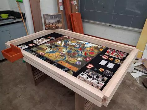 Board Game Table - Imgur Jigsaw Puzzle Table, Board Game Room, Game Room Tables, Game Room Kids, Puzzle Storage, Board Game Storage, Puzzle Table, Woodwork Projects, Board Game Table