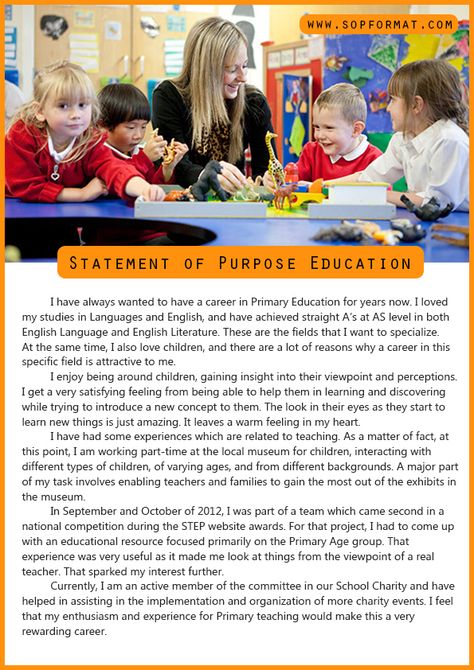 Best Format for Statement of Purpose Education Teaching Statement, Statement Of Purpose, Personal Statement Examples, Primary Education, Personal Statement, English Literature, Academic Writing, English Teacher, Special Education