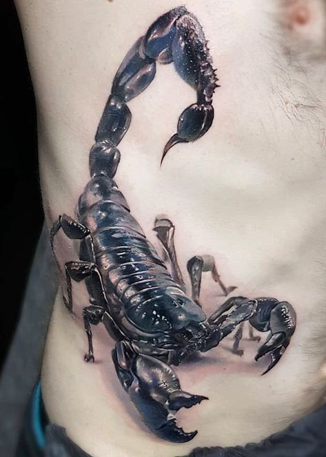 Tato Realis, Horoscope Tattoos, Black White Tattoos, Scorpio Tattoo, Cool Chest Tattoos, Scorpion Tattoo, Most Popular Tattoos, 3d Tattoo, Badass Tattoos