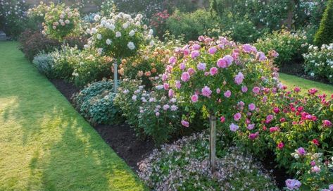 Hillier Garden Centres | David Austin Roses Guide to Designing with Roses | Hillier English Roses Garden, Ambridge Rose, Rose Hedge, Tree Rose, Standard Roses, Border Ideas, Rose Varieties, French Victorian, Types Of Roses