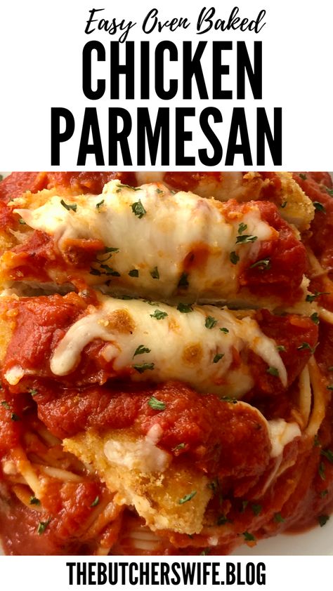 Oven Baked Breaded Chicken, Easy Chicken Parmesan Bake, Oven Baked Chicken Parmesan Recipe, Baked Chicken Parm, Baked Breaded Chicken, Easy Oven Baked Chicken, Chicken Parmesan Recipe Baked, Oven Baked Chicken Parmesan, Easy Chicken Parmesan