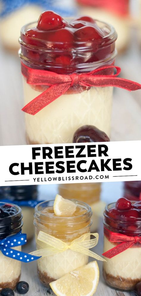 Individual Freezer Cheesecake How To Freeze Cheesecake, Freezer Cheesecake, Stock Freezer, Cheesecake With Fruit, Freezing Cheesecake, Individual Cheesecake, Freezer Desserts, Individual Cheesecakes, Freezer Dinners