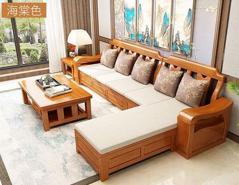 Modern Wood Sofa Design Living Rooms, Modern Wood Sofa Living Room, Modern Wooden Sofa, Modern Wood Sofa, Sala Set, Cheap Sofa, Small Apartment Furniture, Sofa Bed Wooden, Sofa Design Wood