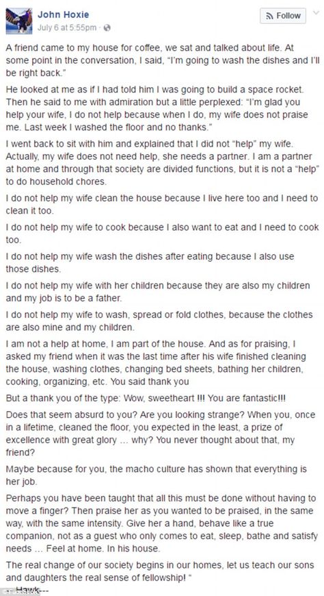 Man goes viral with emotional post about husband duties | Daily Mail Online Be Right Back, Man Go, Daily Mail, Life Hacks, Meant To Be