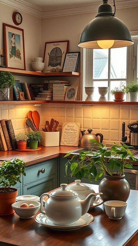 5 Essential Elements for a Cozy Kitchen Aesthetic Dishes Aesthetic, Hygge Kitchen, Hanging Family Photos, Small Kitchen Inspiration, Cozy Kitchen Aesthetic, Inviting Kitchen, Cosy Kitchen, Home And Decor, Condo Ideas