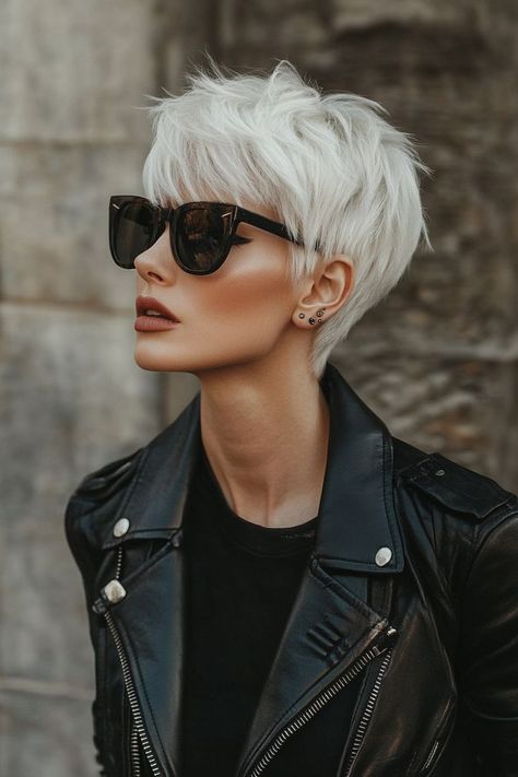 Edgy Pixie Cut, Long To Short Haircut, Short Platinum Blonde Hair, Edgy Short Haircuts, Super Short Haircuts, Short Sassy Haircuts, Sassy Haircuts, Short Hair Images, Gray Hair Cuts