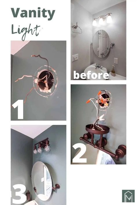 New bathroom light fixtures always complete the look of your bathroom makeover! Watch this step by step tutorial on how to change the vanity lights in your bathroom! #lights #installation #DIY Lights Installation, Makeover Bathroom, Electricity Consumption, Electrical Panel, Bathroom Light, Vanity Lights, Electrical Tape, Commercial Space, Bathroom Light Fixtures