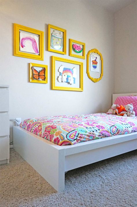 How to Display Kids’ Artwork (Without Disrupting Your Decor) | QualityBath.com Discover Diy Kids Art, Displaying Kids Artwork, Kids Art Galleries, Diy Gallery Wall, Art Display Kids, Kids Artwork, Big Girl Rooms, Toddler Room, New Room