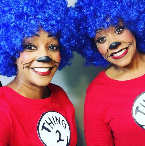 Dr sues Thing 1 Thing 2 Face Paint Ideas, Thing 1 Makeup Halloween, Dr Suess Makeup, Thing One Makeup Dr Seuss, Thing One Makeup, Thing 1 Thing 2 Makeup Halloween, Thing 1 Makeup Dr Seuss, Thing One And Thing Two Makeup, Suessical The Musical Makeup