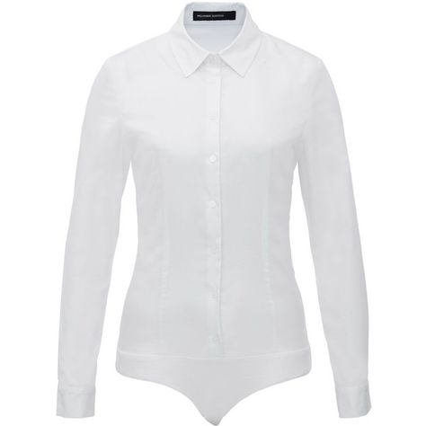 Hallhuber Clarissa Bodysuit Blouse ($55) ❤ liked on Polyvore featuring tops, blouses, white, women, white collared blouse, white collar shirt, white bodysuit blouse, white jersey and collared shirt White Shirt Bodysuit, Body Blouse, White Collared Blouse, Fishnet Leggings, Bodysuit Shirt, White Cotton Blouse, Bodysuit Tops, Corporate Attire, White Shirt Blouse