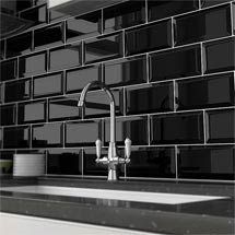 Black Tiles Kitchen, Black Wall Tiles, Black And White Tiles Bathroom, Glitter Grout, Classical Interior, White Wall Tiles, Metro Tiles, Historical Design, Tile Companies