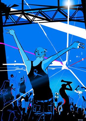 AUDIO: A BRIEF HISTORY OF TECHNO Dancing Poses, Night Illustration, Scene Drawing, Night Clubs, Techno Music, Dance Club, Motivational Art, Business Loans, The New Yorker