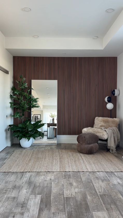 Art3d 4-Piece Wood Slat Acoustic … curated on LTK Slatwall Tv, Wood Wall In Living Room, Dark Green Slat Wall, Slatted Wall, Therapy Inspiration, Studio Vibes, Wood Slat Wall, Wood Panels, Boho Eclectic