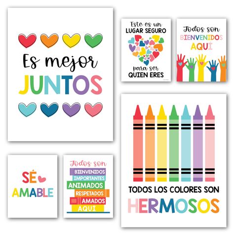 PRICES MAY VARY. If You're Looking To Celebrate Diversity; Then you need these diversity posters for the workplace and classrooms; While other multicultural posters for classroom walls are made overseas, our diversity posters for classrooms are USA made with thick cardstock Foster An Inclusive Culture; You'll receive 6 different 11x14" posters, so you can easily create a safe environment that says "todos son bienvenidos aqui"; Promote acceptance with these kindness posters for classroom and bett Diversity Decorations, Classroom Posters High School, Spanish Classroom Posters, Principal Office Decor, Social Worker Office Decor, Multicultural Classroom, Psychologist Office Decor, Diversity Poster, School Counselor Office Decor