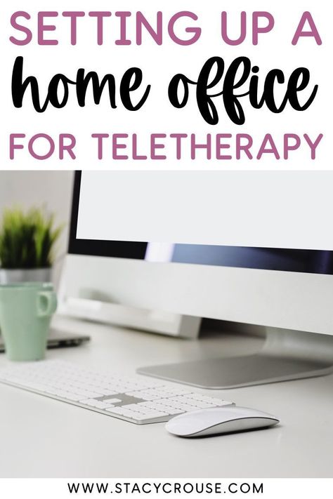 Are you looking to get your home office ready for providing teletherapy? Learn about what you'll need (and want) to create the workspace of your work-from-home dreams! From the technology to the fun stuff, SLP teletherapists can plan and set up a space that fosters productivity, personalization, and comfort. Slp Home Office, Telehealth Therapy Office, Therapist Home Office Telehealth, Home Therapy Office Ideas, Teletherapy Office Setup, At Home Therapy Office, Virtual Therapy Office, Telehealth Office Setup, Therapist Home Office