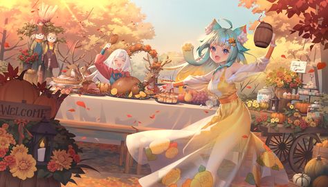 ArtStation - Ready for thanksgiving?, Demeter Wu Thanksgiving Live Wallpaper, Thanksgiving Anime, Thanksgiving Aesthetic, Thanksgiving Wallpaper, Ghost In The Shell, Original Wallpaper, Traditional Paintings, Free Hd Wallpapers, Free Wallpaper