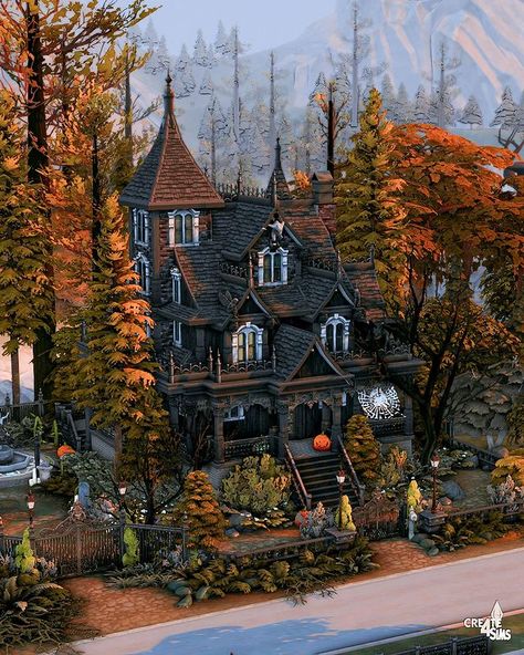 create4sims - 𝒷𝓎 𝒜𝓁𝑒𝓍𝒶𝓃𝒹𝓇𝒶 | #SponsoredbyEA ✨️From 26th of Oct to Nov 2nd @thesims has a special sale for you on Steam:… | Instagram Sims 4 Houses Gothic, Sims 4 Witch Mansion, Sims Gothic House, Sims 4 Spooky House, Sims 4 Forgotten Hollow House, Sims 4 Fall House, Sims 4 Goth House, Sims 4 Forgotten Hollow, Sims 4 Graveyard