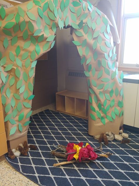 Bear Den Dramatic Play, Diy Bear Cave Preschool, Hibernation Dramatic Play, Hibernation Preschool Crafts, Hibernation Preschool Activities, Year 1 Art, Hibernation Preschool, Ece Activities, Preschool Camping