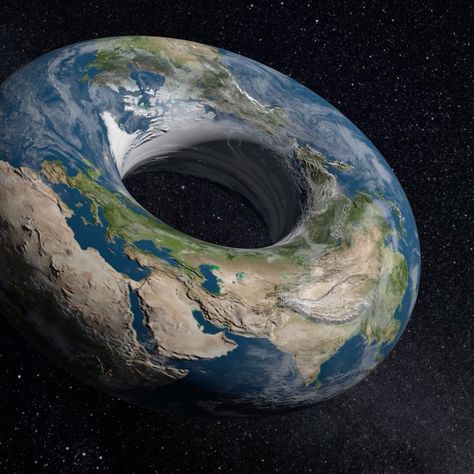 What If on Instagram: “What would happen to our moon, if Earth was donut-shaped? ⠀ The good news is, we'd still have it. Most likely, it would be pulled towards…” Earth Aesthetic, Earth Is Flat, Donut Shape, The Good News, What If, Good News, Donuts, The Good, Moon