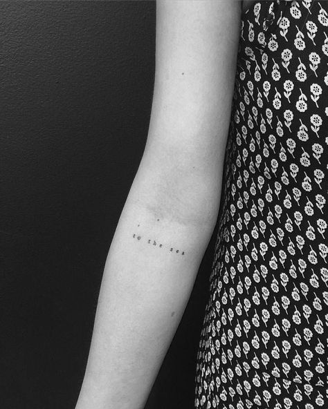 Tattoo Quotes Placement, Typewriter Font Tattoo, Inner Elbow Tattoos, Tattoo Placement Arm, Quote Tattoos Placement, White Tattoos, Tattoos Infinity, Sea Tattoo, Tattoos Mandala