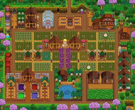 20 Cool Stardew Valley Farm Layout Ideas - Mom's Got the Stuff Stardew Valley Farm Layout, Stardew Valley Farm, Stardew Farms, Stardew Valley Layout, Stardew Valley Tips, Outdoor Eating Area, Stardew Valley Farms, Valley Game, Top Farm