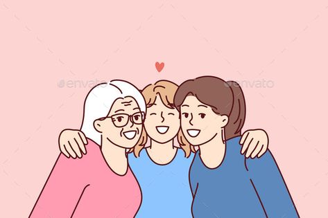 Family Portrait Three Female Generations with Different Generations, Digital Collage Art, Bible Crafts, Happy Women, Family Portrait, Digital Collage, Graphic Design Art, Family Vacation, Family Portraits