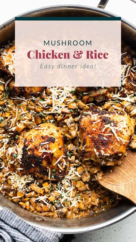 One-Pot Mushroom Chicken and Rice - Fit Foodie Finds Overnight Oatmeal Recipes, Fit Foodie Finds, Clean Meals, Recipes Quinoa, Rice Chicken, Recipes For Fall, Affordable Outfits, Fit Foodie, Overnight Oatmeal