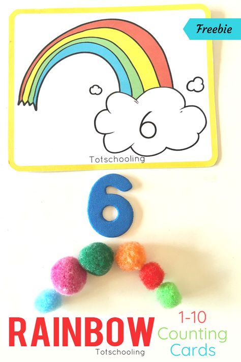 FREE printable Rainbow themed counting cards for toddlers and preschoolers, perfect for a Spring or St. Patrick's Day math activity. Hands-on activity to develop number recognition and one-to-one correspondence. Rainbows Preschool, March Games, Rainbow Preschool, Free Printable Rainbow, Free Educational Printables, Numeracy Activities, Spring Classroom, Math Geek, Math Activities For Kids