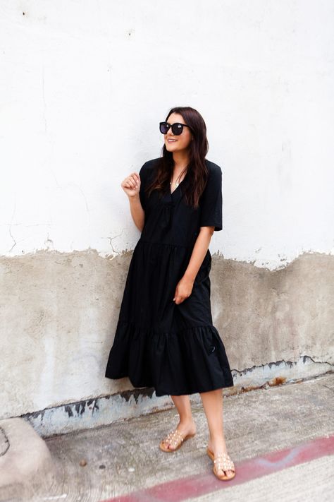 How to Style Black Dresses for Summer | Kendi Everyday Summer Black Dress Outfit, Black Dress Outfit Party, Black Dress Outfit Casual, Loose Black Dress, Black Dress Outfit, Black Plain Dress, Black Dress Style, Kendi Everyday, Bold Dresses