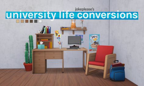 university life conversions [3t4] here we go! i’ve been working on these all week, and i’m really happy with how they turned out. i converted my favorite objects from the university life expansion... Sims 2 To Sims 4 Conversions, Sims 4 Conversion Cc, Sims 3t4 Conversion, Sims 4 Conversions, Sims 4 University Cc, Mm Furniture, Sims 4 Traits, Cc Furniture, Sims 4 House Building