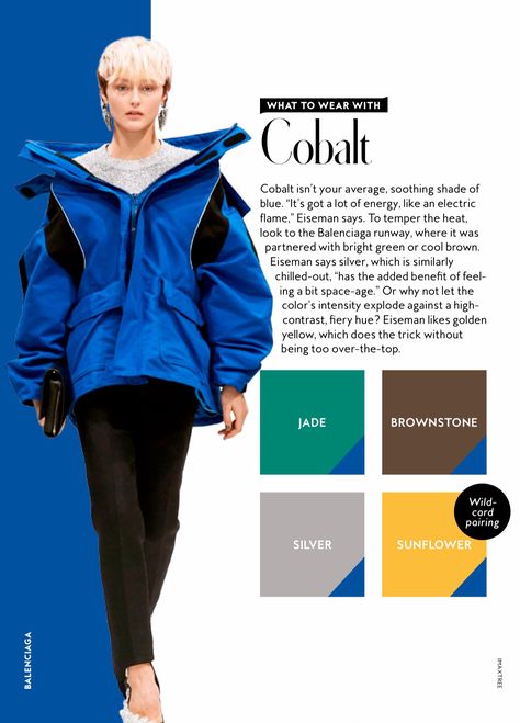 F/W 2016 COLOROLOGY Colour Matching Clothes, Color Crash Course, Instyle Color Crash Course, Colour Combinations Fashion, Color Combos Outfit, Color Combinations For Clothes, Blue Cobalt, Matching Clothes, Color Guide