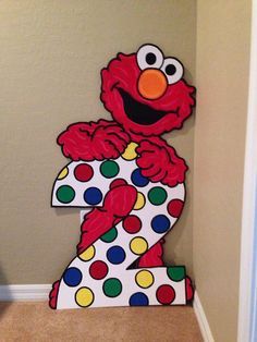 One Sesame Street Character Party Prop by PrettyPartiesndPaint ... Elmo Pinata, Elmo Birthday Party Boy, Sesame Street Birthday Cakes, Elmo First Birthday, Cookie Monster Birthday Party, Cookie Monster Birthday, Elmo Birthday Party, Sesame Street Elmo, Second Birthday Ideas