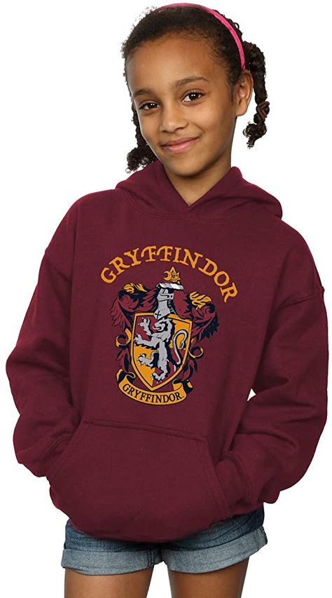 Harry Potter Girls Gryffindor Crest Hoodie : Amazon.co.uk: Clothing Harry Potter Hoodie, Slytherin Crest, Harry Potter Girl, Gryffindor Crest, Harry Potter Merchandise, Pullover Mode, Black Widow Marvel, Short T Shirt, Neck Label