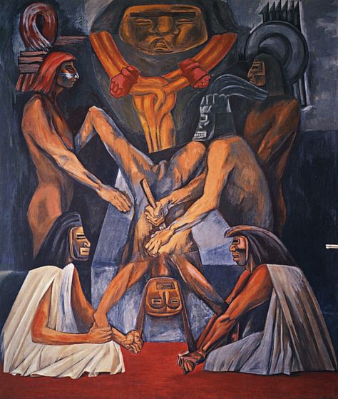 Exploring the History of Mexico in the Murals of "the Big Three" Jose Clemente Orozco, History Of Mexico, Human Sacrifice, Mexican Artwork, Aztec Civilization, The Big Three, Name Paintings, Social Realism, Mexico History